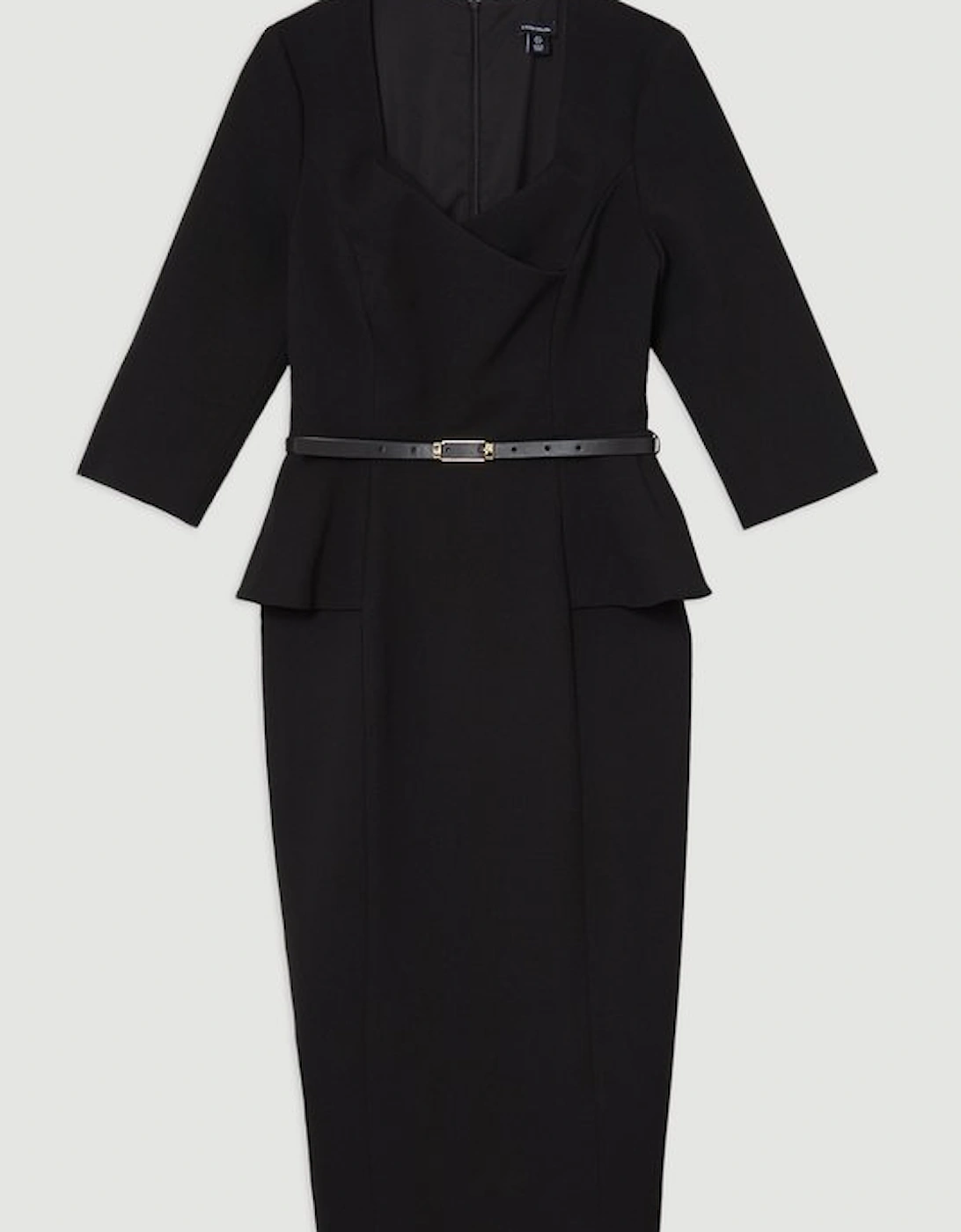 Structured Crepe Long Sleeve Tailored Pencil Midi Dress