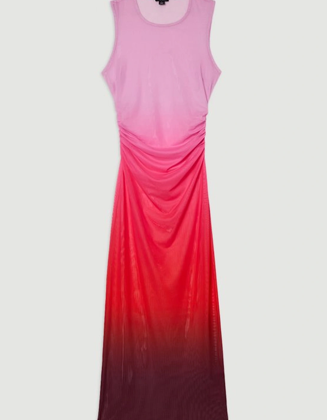 Ombre Mesh Ruched Beach Dress