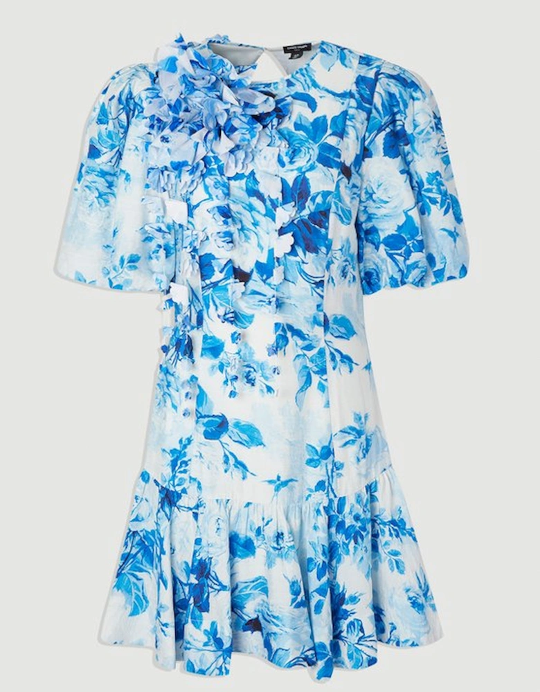 Tall Rosette Ruffle Woven Mini Dress