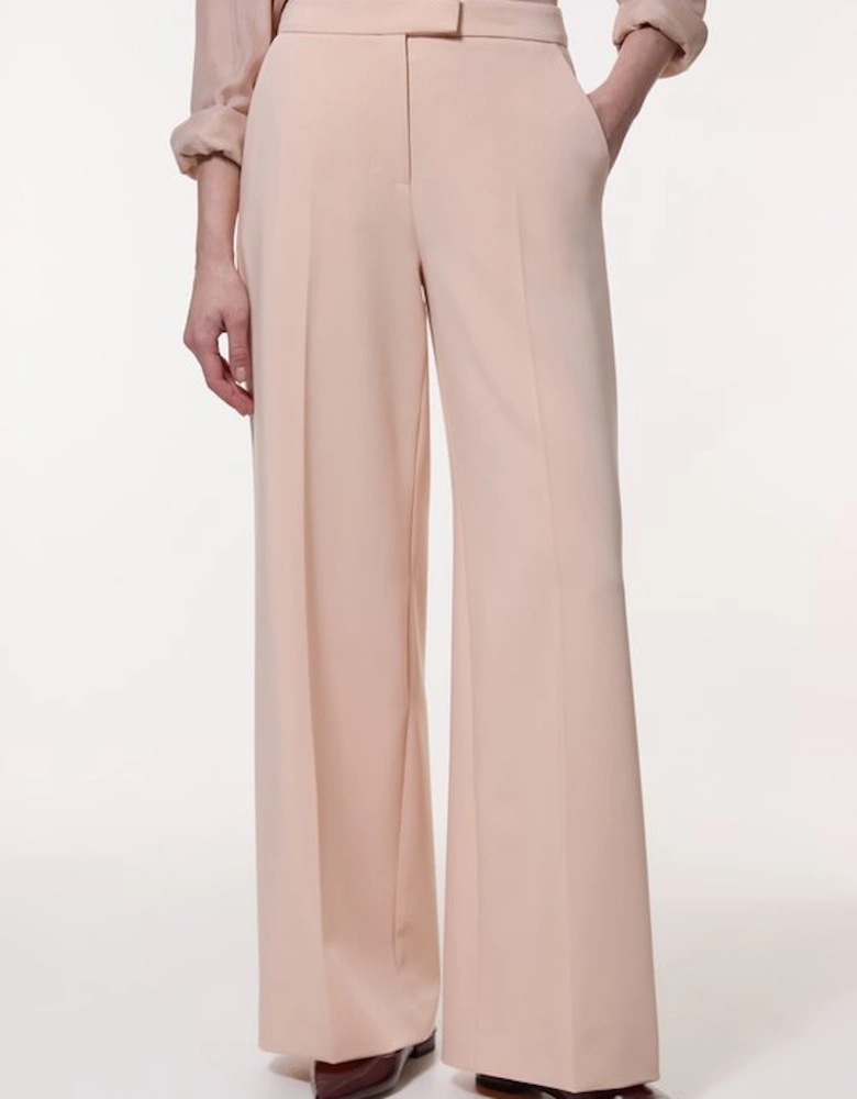 Polished Viscose Tailored Wide Leg Trouser
