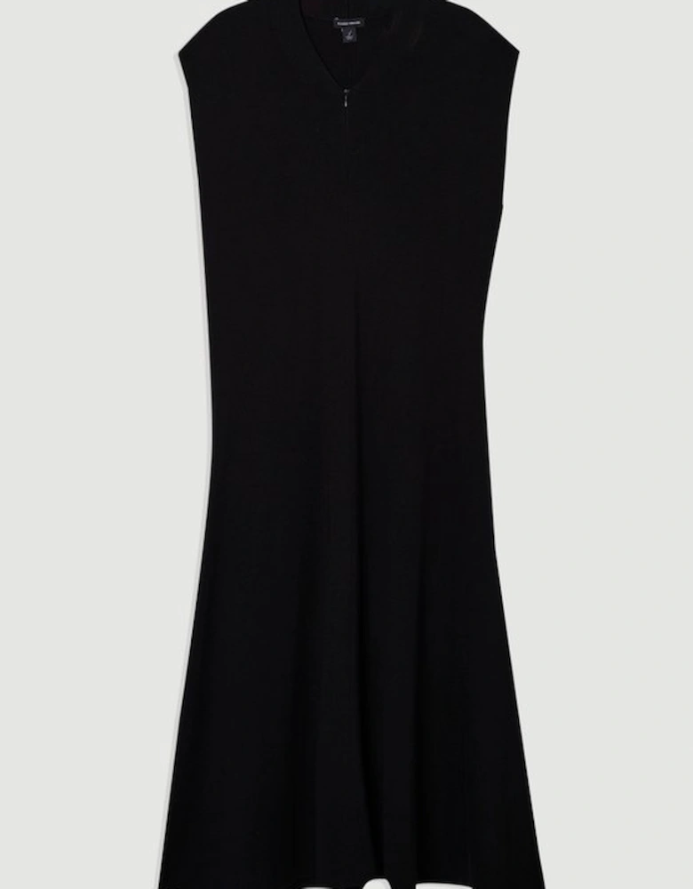 Plus Size Viscose Blend Zip Front Sleeveless Knitted Midi Dress