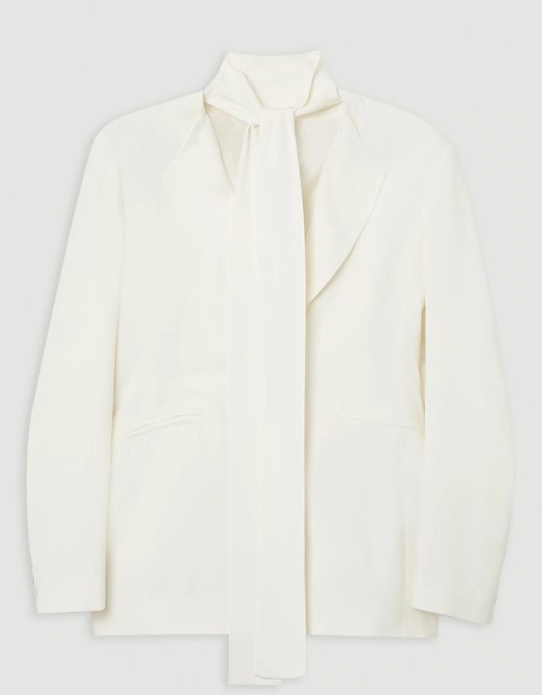 Compact Stretch Viscose Tie Neck Tailored Blazer