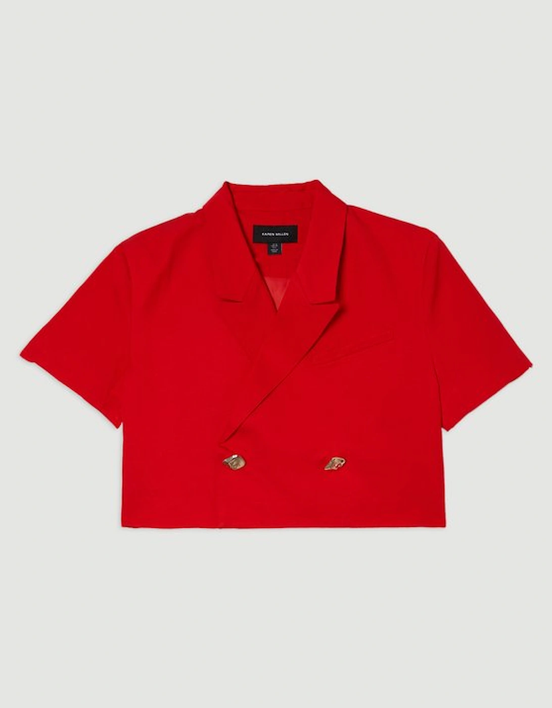 Viscose Linen Tailored Crop Short Sleeve Blazer