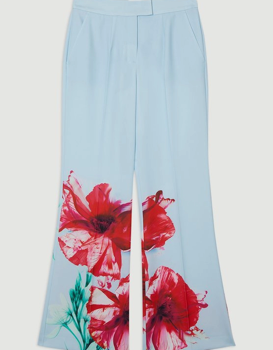 Tailored Crepe Placed Floral Wide Leg Trouser