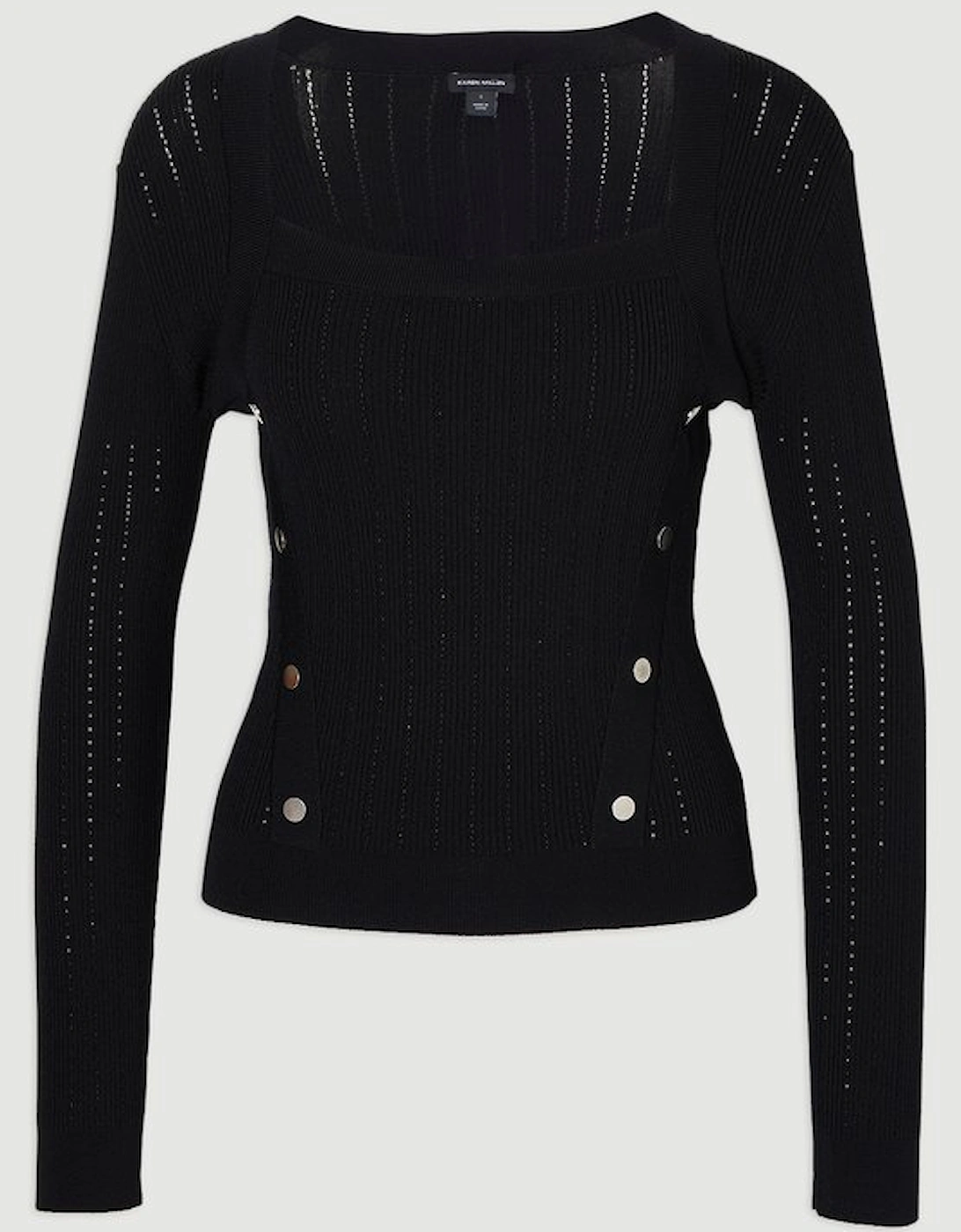 Dome Button Detail Knitted Top