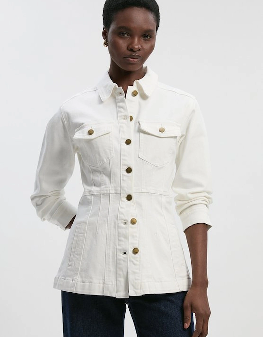 Denim Corset Waist Detail Jacket
