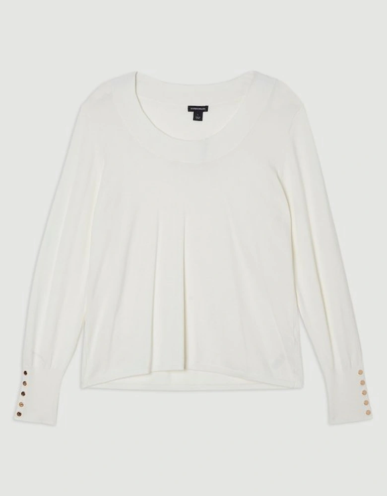 Plus Size Long Sleeve Scoop Neck Knitted Top