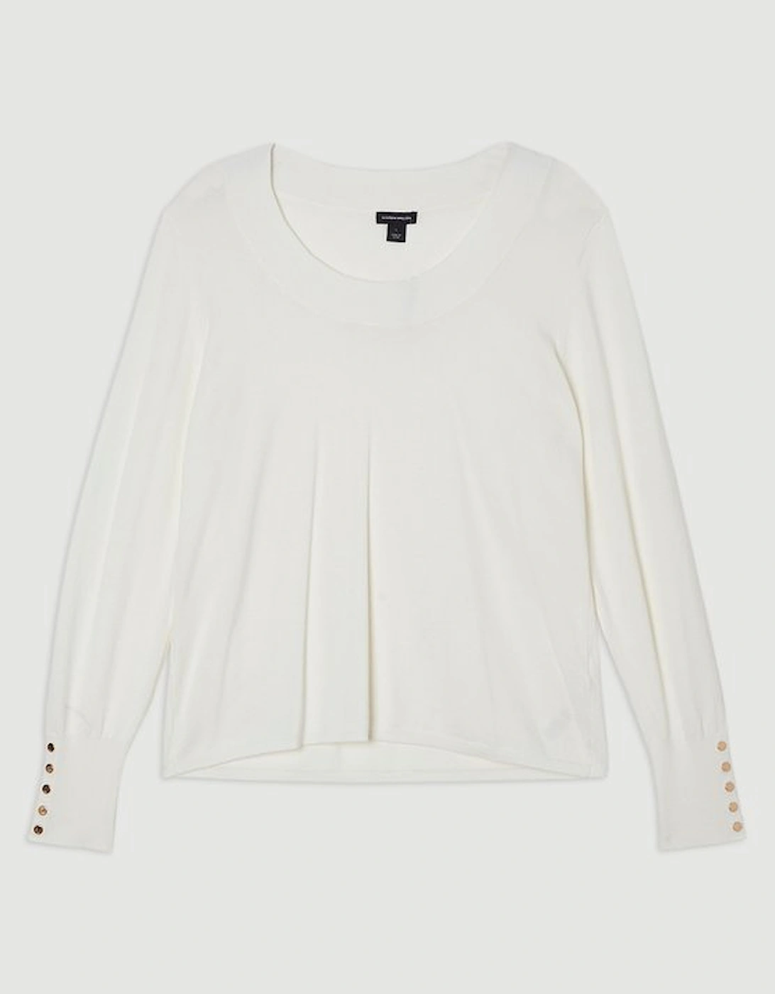 Plus Size Long Sleeve Scoop Neck Knitted Top