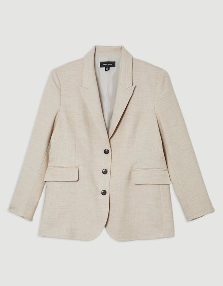 Plus Size Herringbone Single Breasted Tailored Blazer