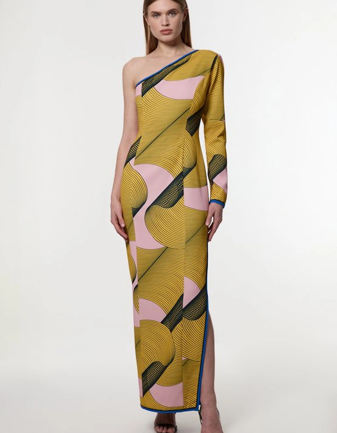 Amelia Graham Printed Cady One Shoulder Maxi Dress, 5 of 4