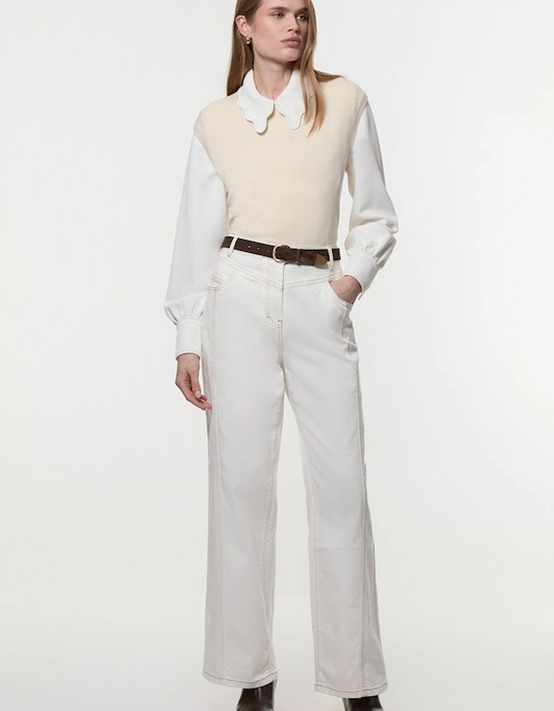 Denim Contrast Stitch Detail Straight Leg Jean, 5 of 4