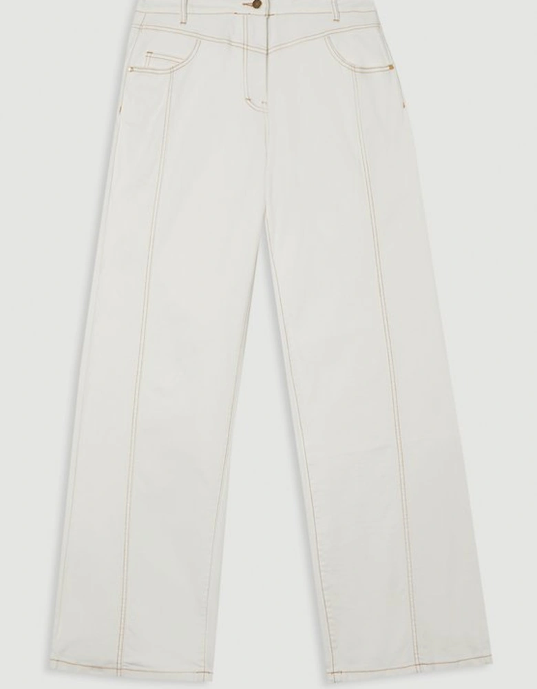 Denim Contrast Stitch Detail Straight Leg Jean