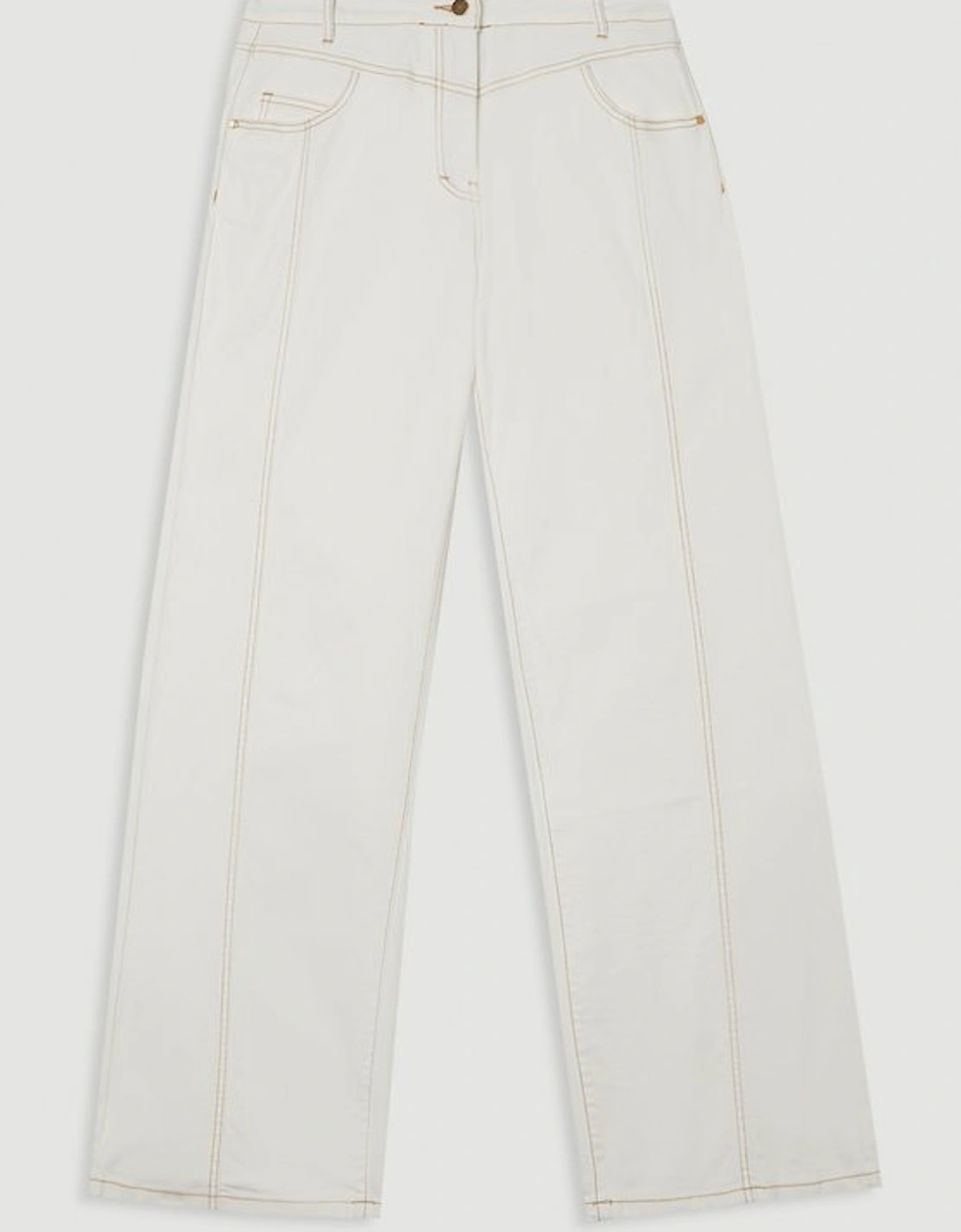 Denim Contrast Stitch Detail Straight Leg Jean