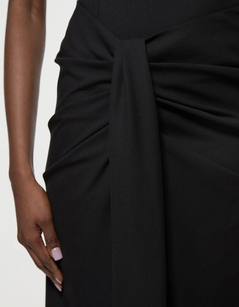 Petite Tailored Asymmetric Neck Strappy Detail Dress