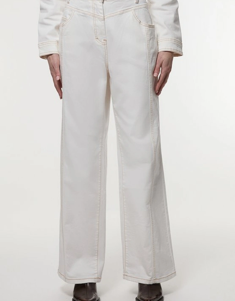 Denim Contrast Stitch Detail Straight Leg Jean