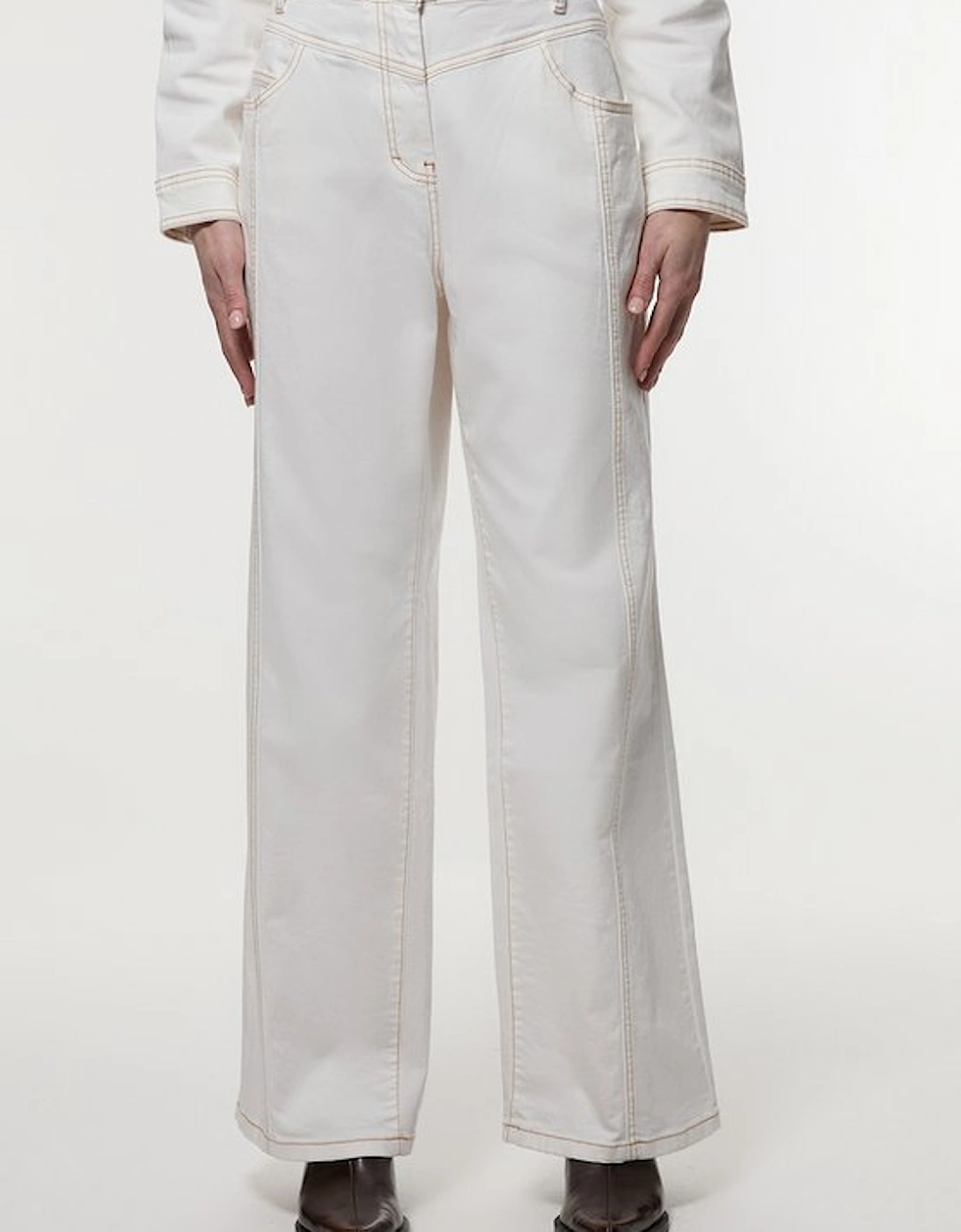 Denim Contrast Stitch Detail Straight Leg Jean