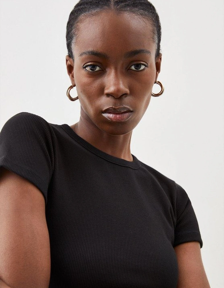 Compact Jersey Short Sleeve Ribbed Top