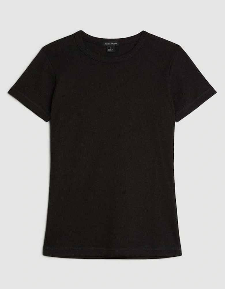 Compact Jersey Short Sleeve Ribbed Top