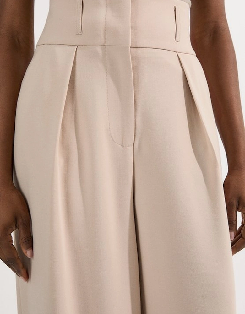 Compact Stretch Essential Tailored High Waist Wide Leg Trouser