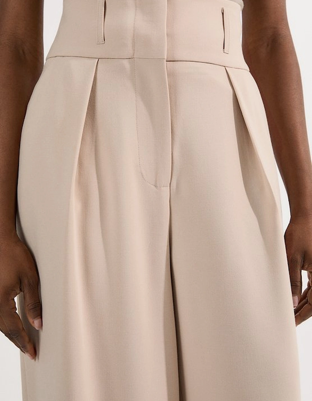 Compact Stretch Essential Tailored High Waist Wide Leg Trouser