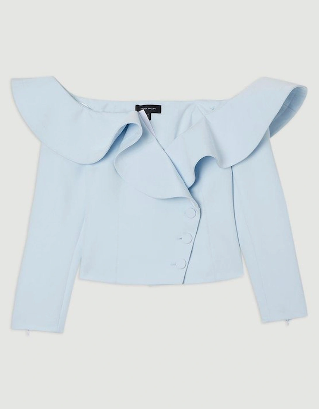 Drama Ruffle Asymmetric Tailored Jacket