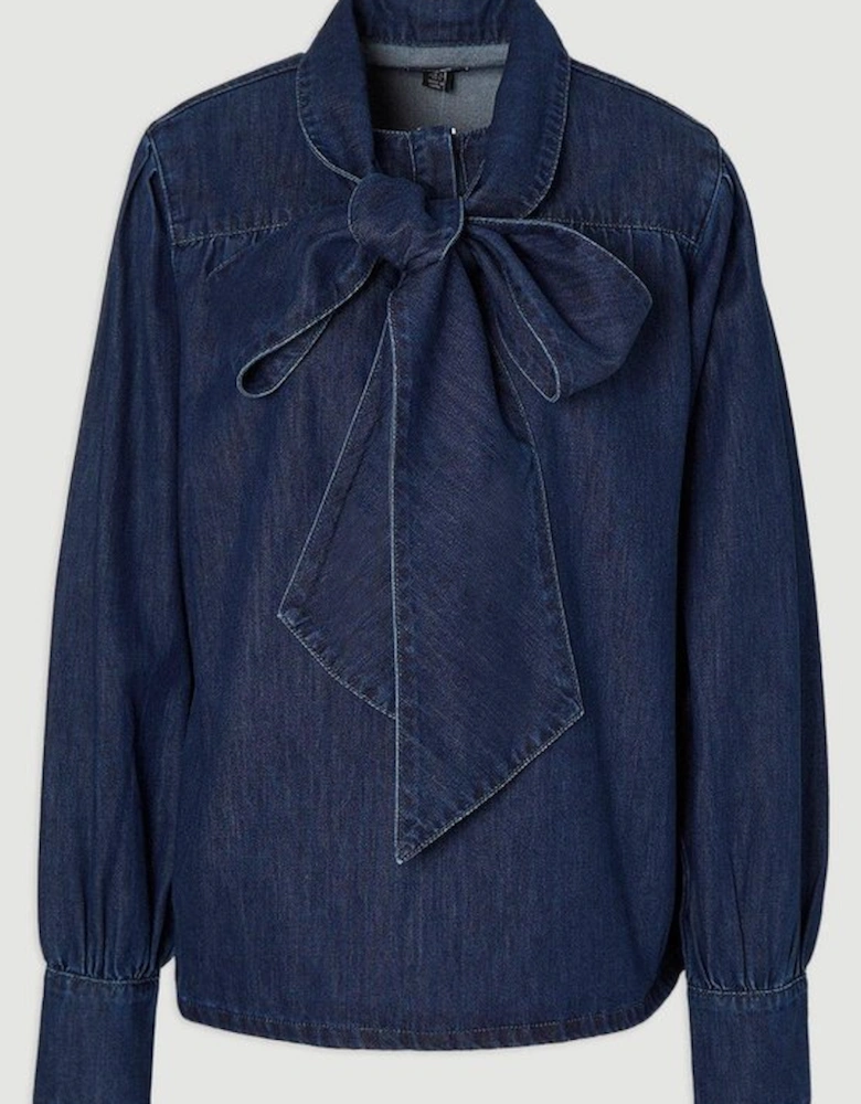 Denim Pussybow Blouse