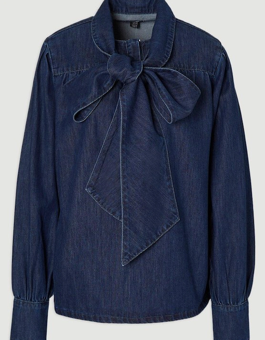 Denim Pussybow Blouse