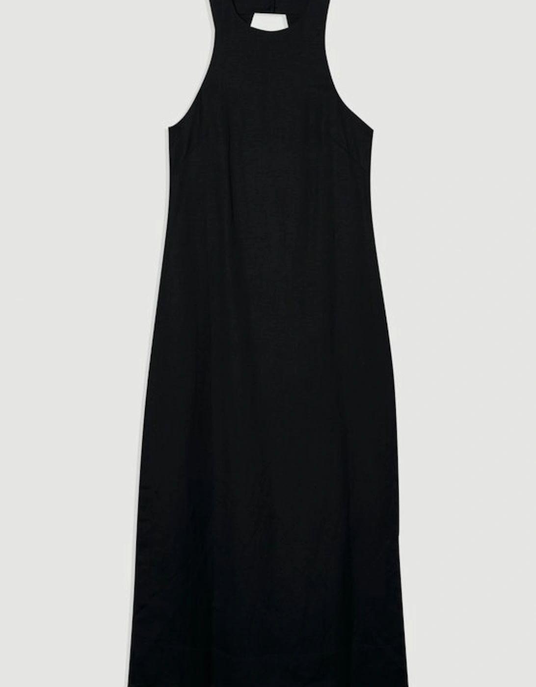 Viscose Linen Halter Open Back Woven Column Dress