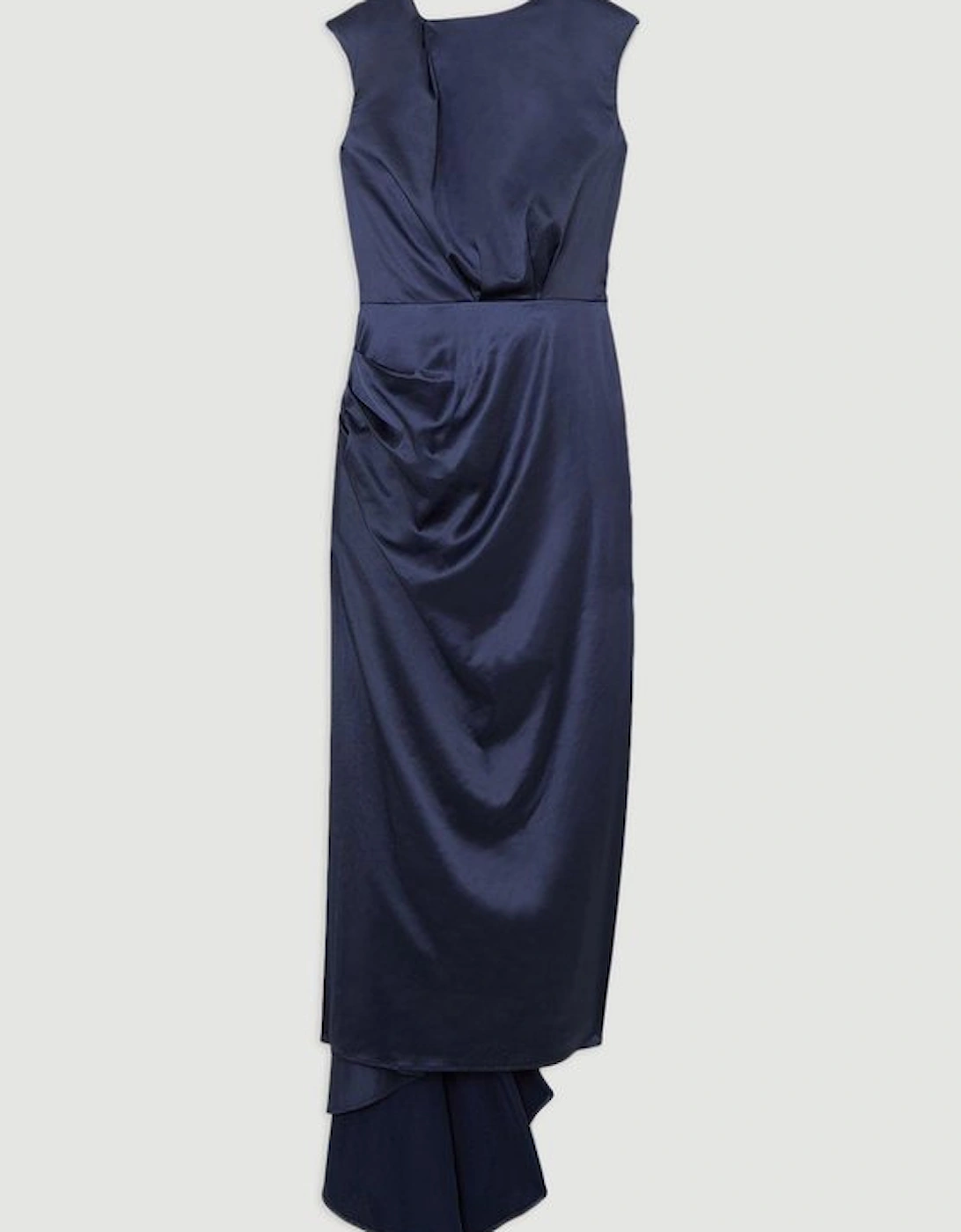 Sleeveless Satin Drape Woven Maxi Dress