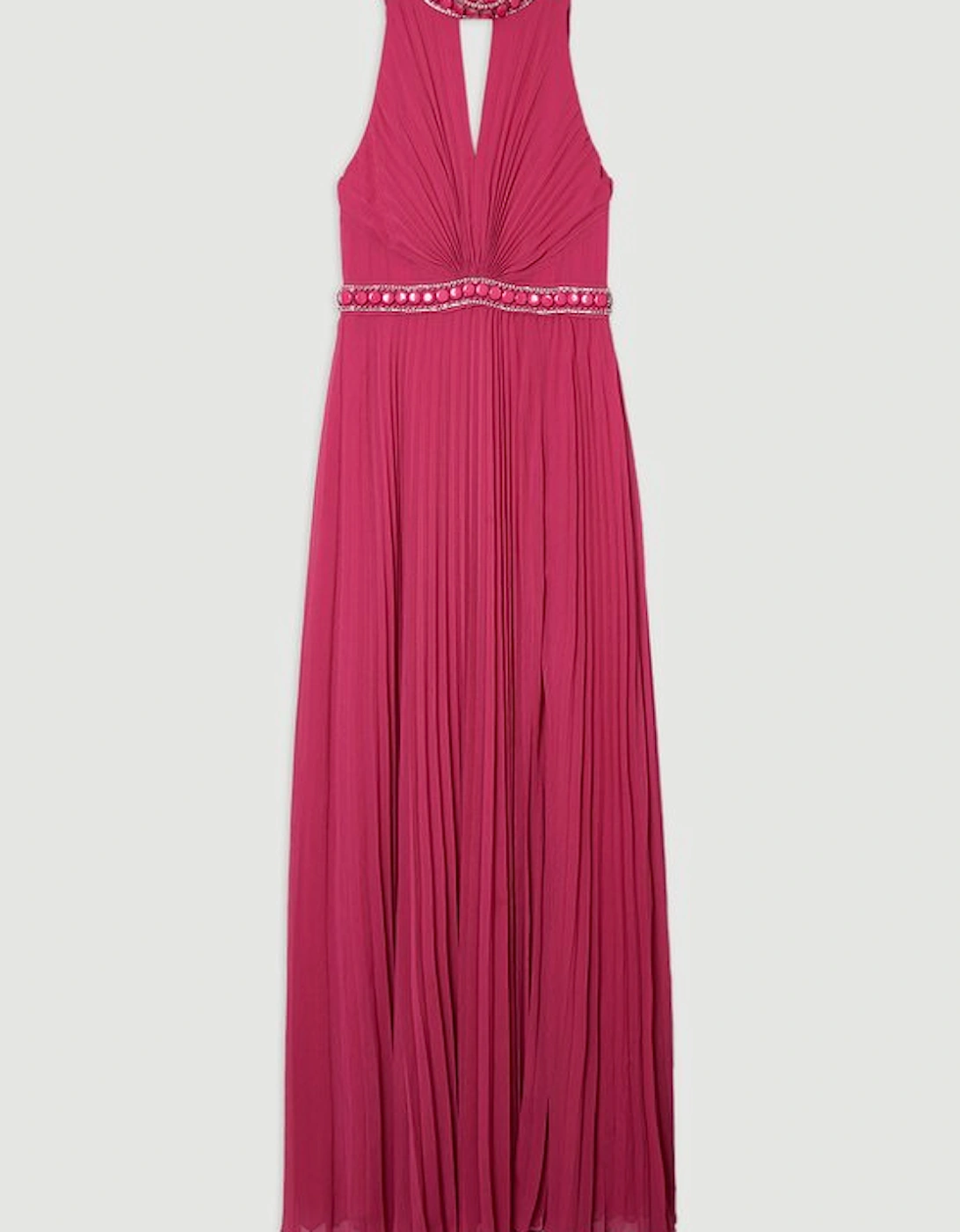 Crystal Embellished Woven Split Maxi Dress