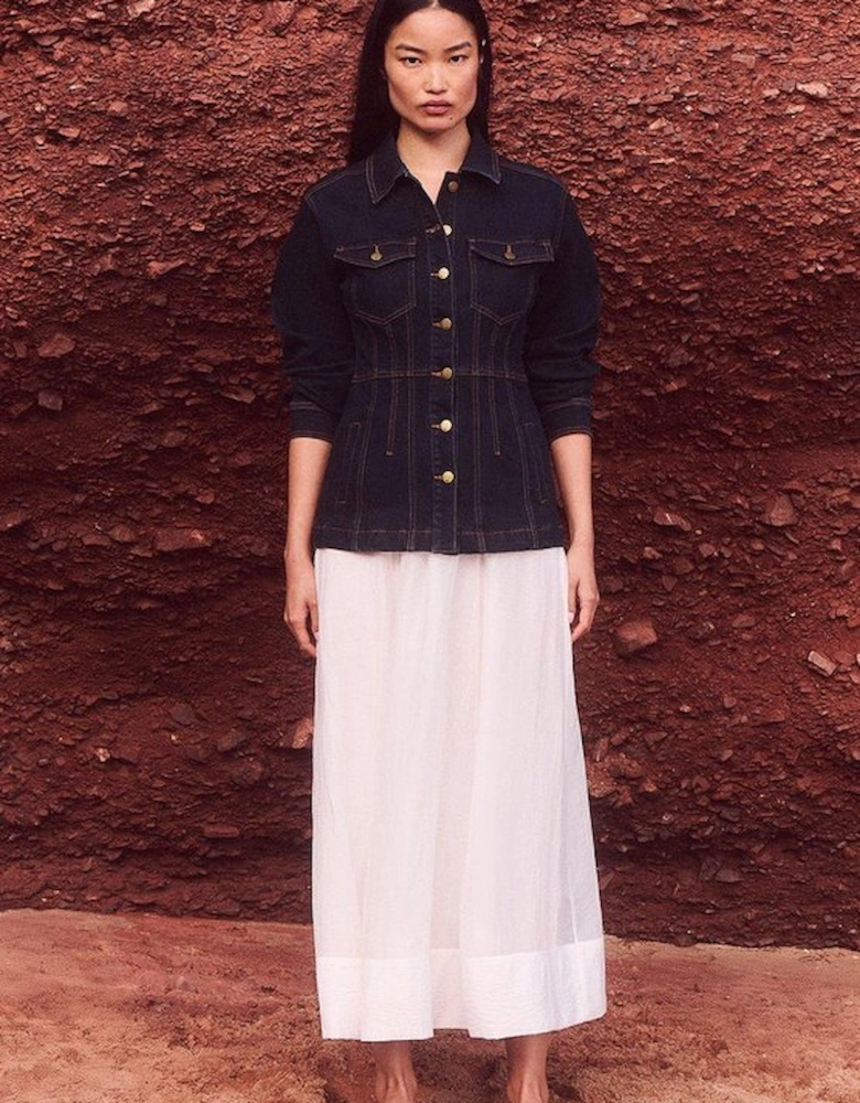 Denim Corset Waist Detail Jacket