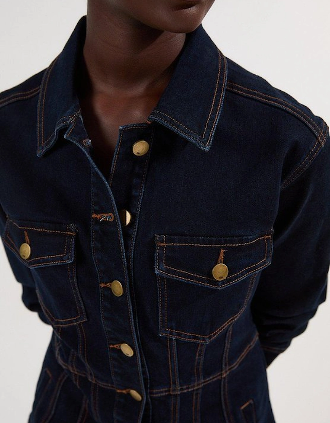 Denim Corset Waist Detail Jacket