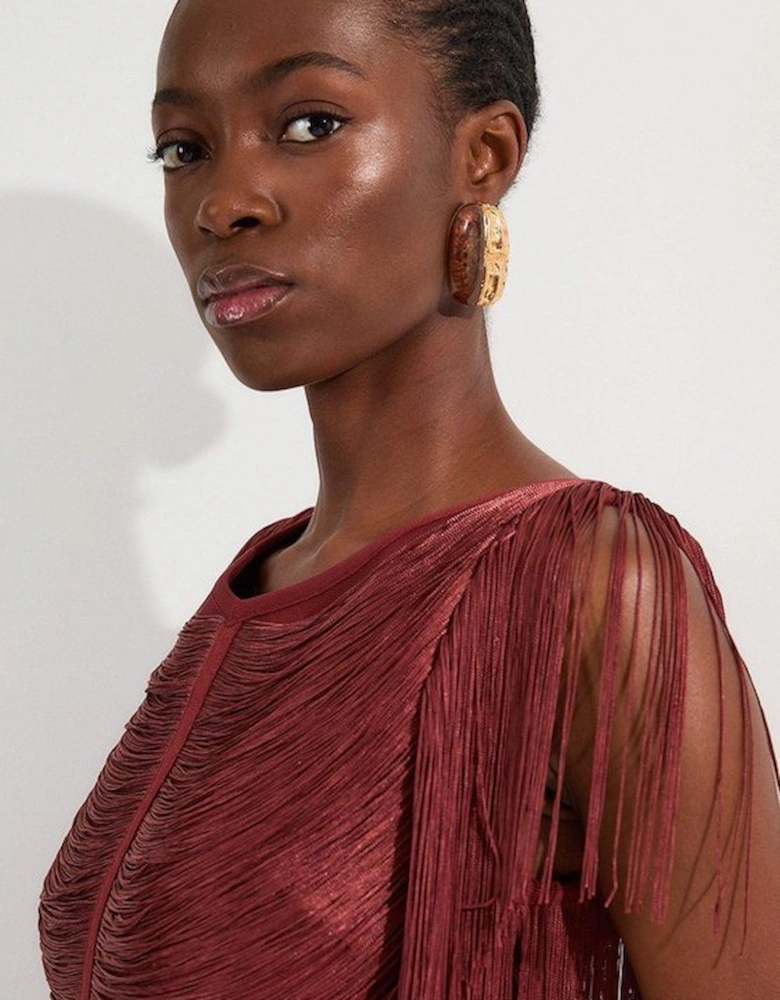 Draped Fringe Knitted Top
