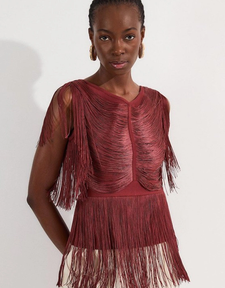 Draped Fringe Knitted Top