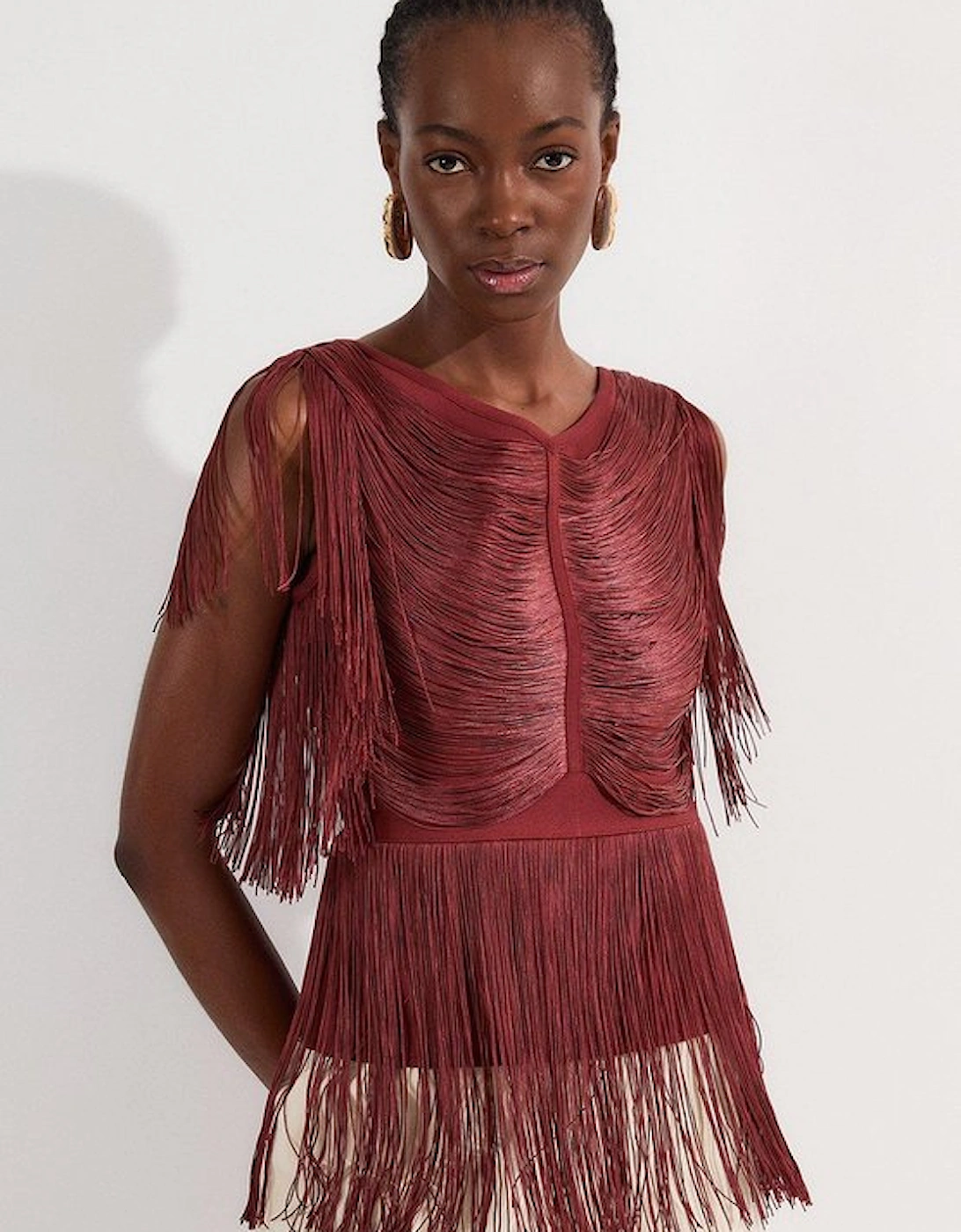 Draped Fringe Knitted Top