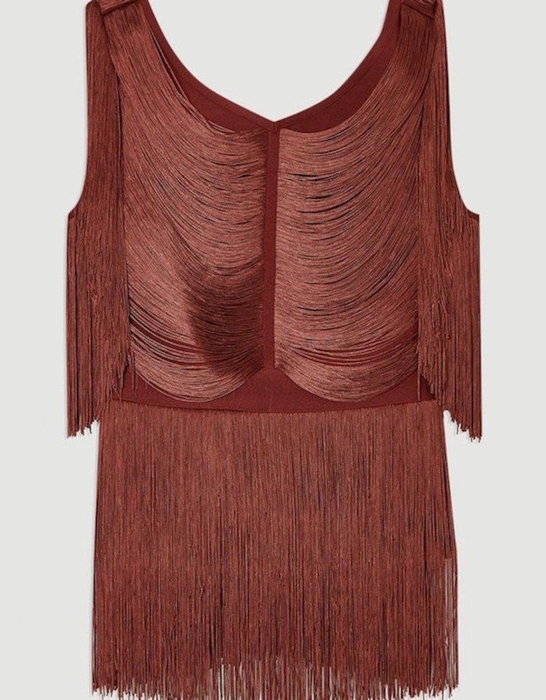 Draped Fringe Knitted Top