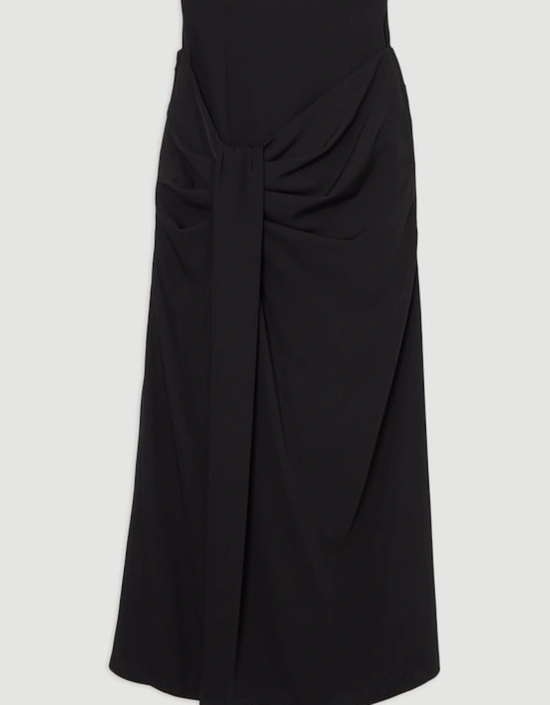 Soft Tailored High Waisted Draped Maxi Skirt