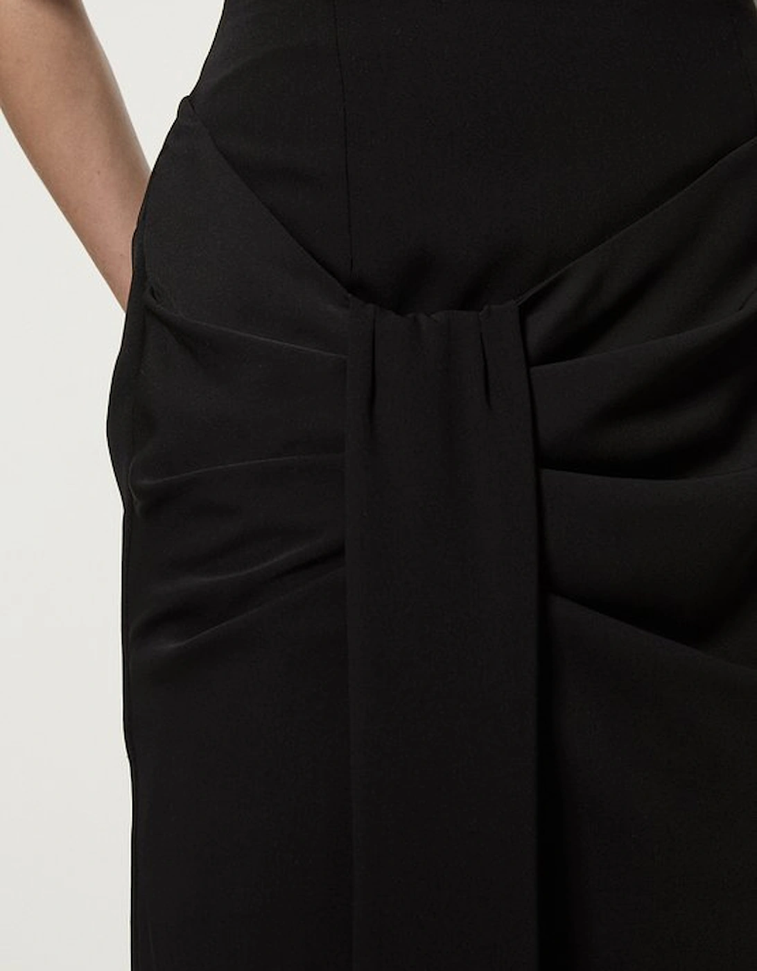 Soft Tailored High Waisted Draped Maxi Skirt