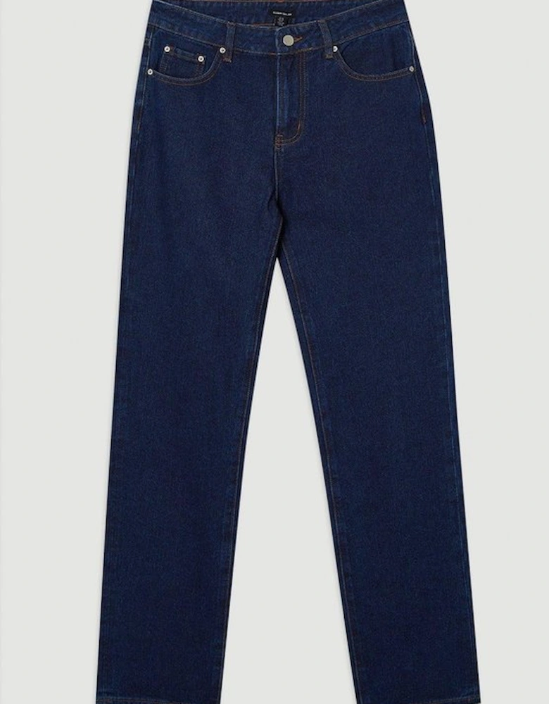 Rigid Denim Mid Rise Straight Leg Jean