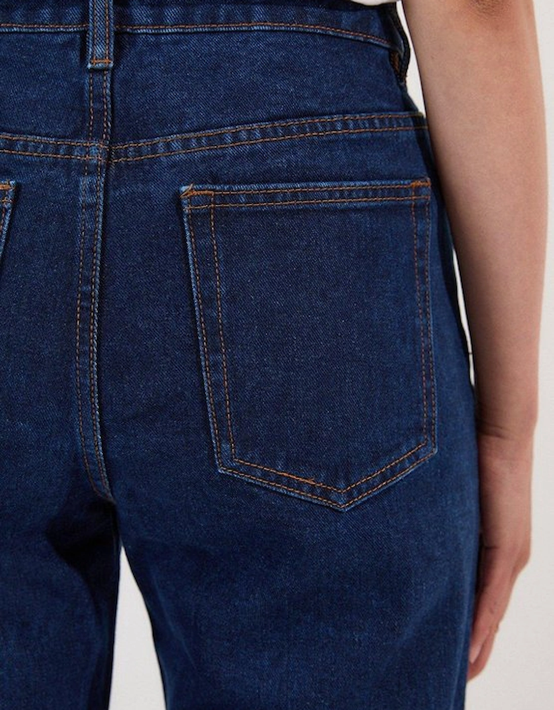 Rigid Denim Mid Rise Straight Leg Jean