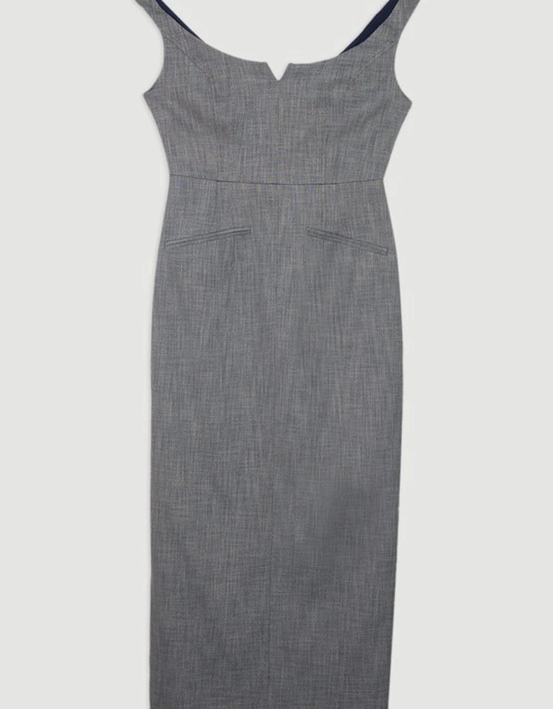 Tailored Marl Strappy Pencil Maxi Dress