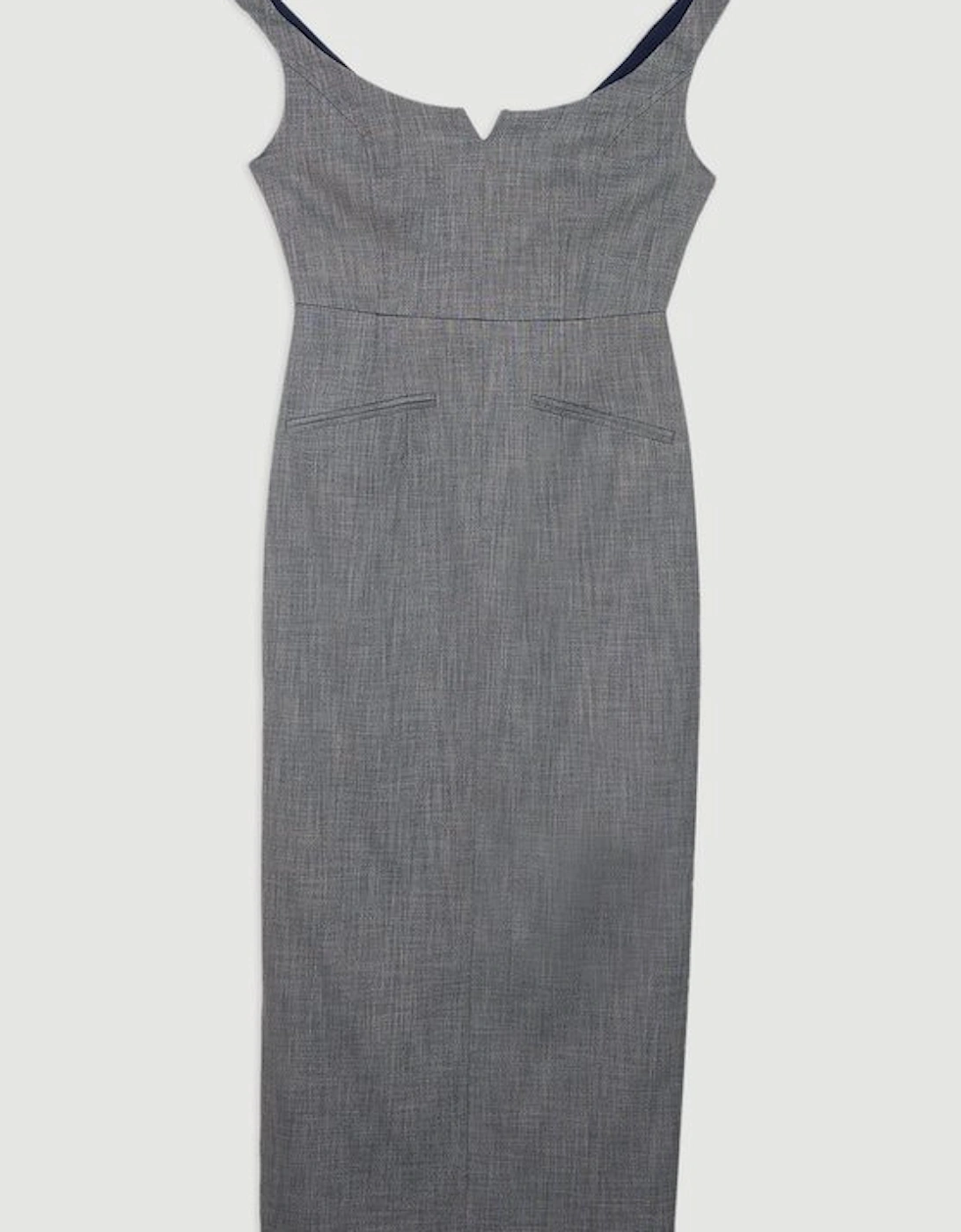 Tailored Marl Strappy Pencil Maxi Dress
