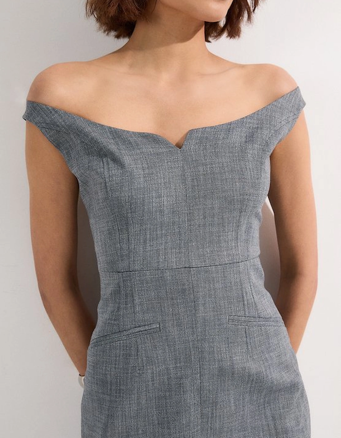 Tailored Marl Strappy Pencil Maxi Dress