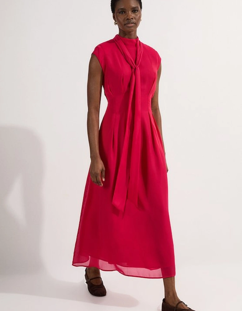 Georgette Woven Sleeveless Pleated Maxi Dress