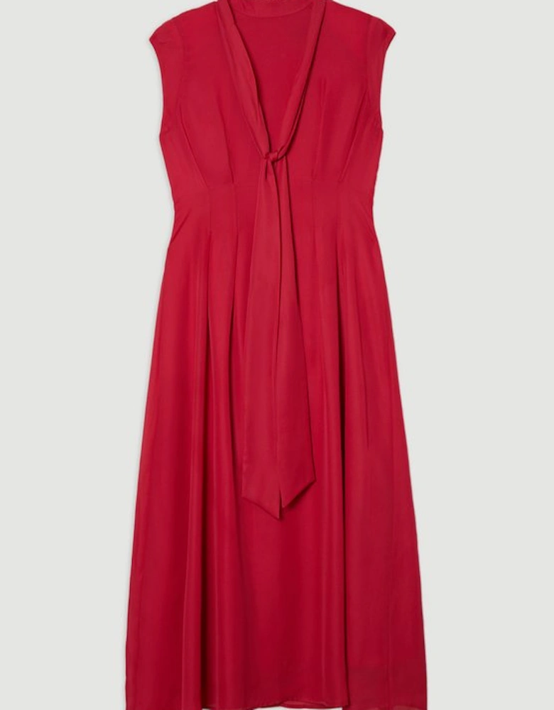 Georgette Woven Sleeveless Pleated Maxi Dress