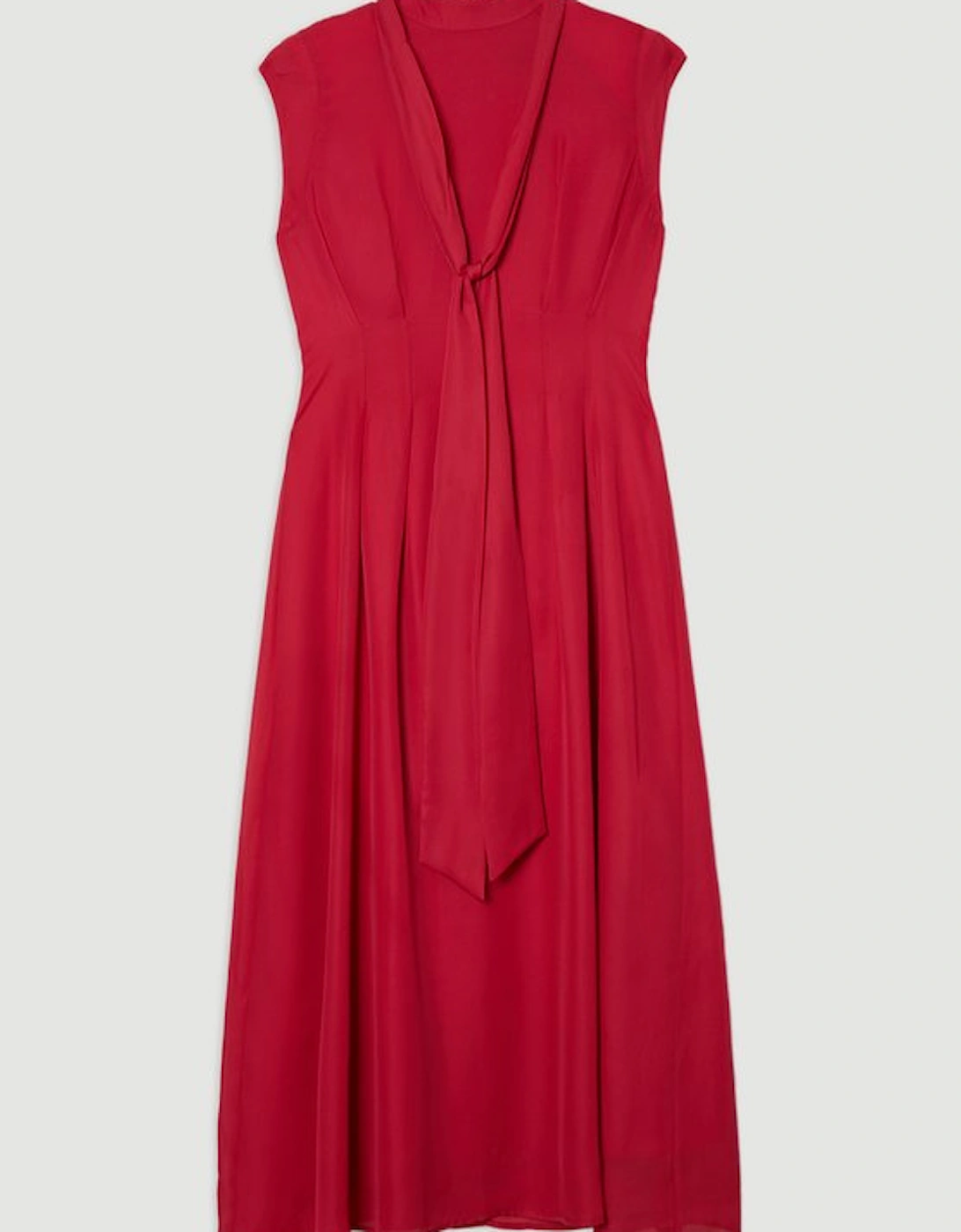Georgette Woven Sleeveless Pleated Maxi Dress