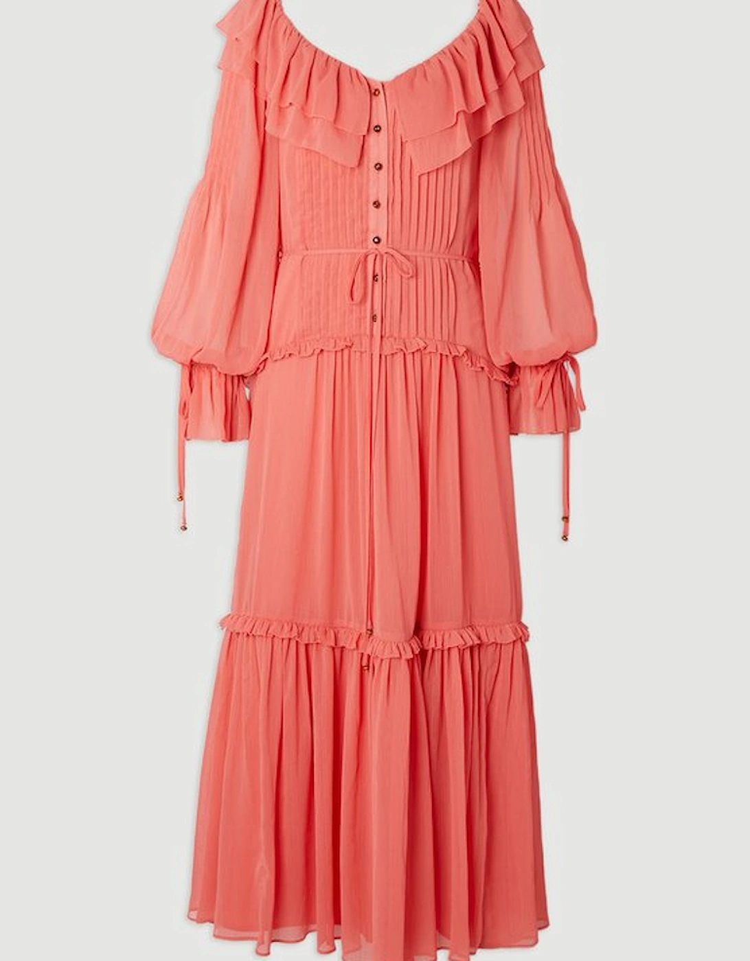 Georgette Ruffle Woven Maxi Dress