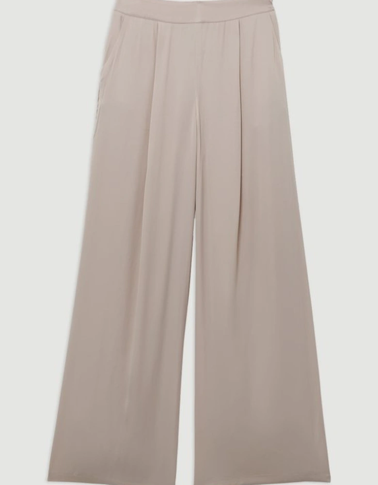 Viscose Satin Wide Leg Woven Trouser