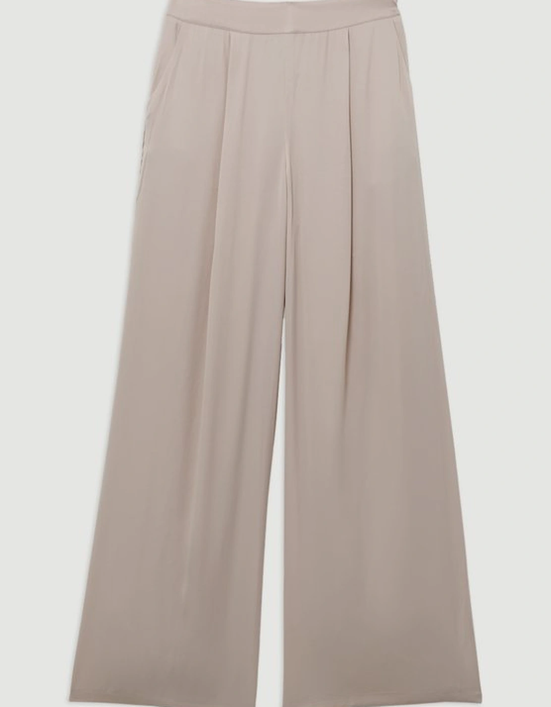 Viscose Satin Wide Leg Woven Trouser