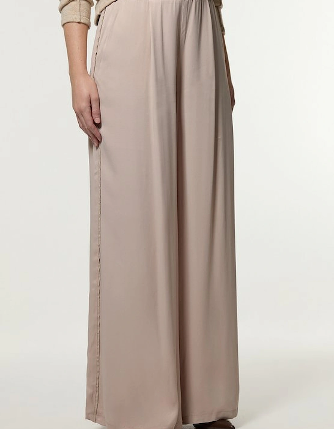 Viscose Satin Wide Leg Woven Trouser